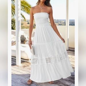  Bohemian Strapless Maxi Dress